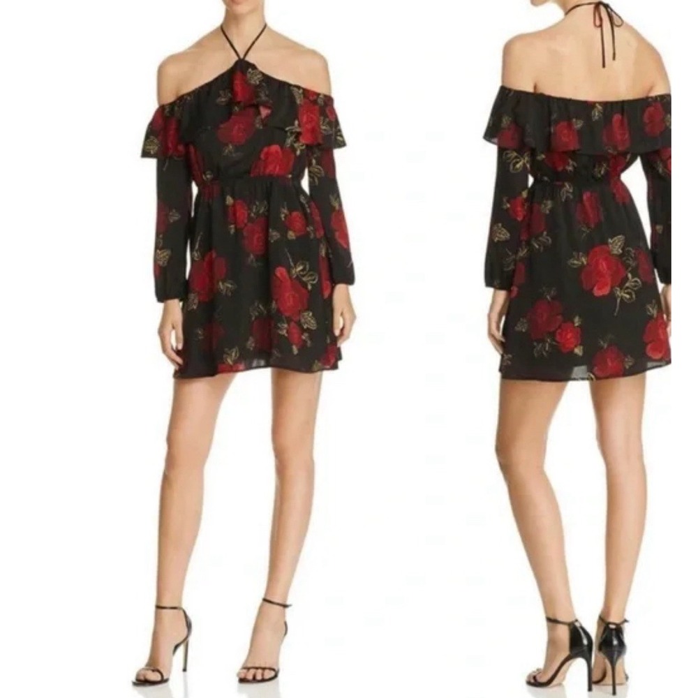 Cupcakes and Cashmere Black Red Floral Boden Mini Dress Size Small